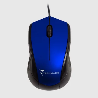 Techmade TM-XJ15-BL Mouse Ottico USB Nero/Blu Elettrico