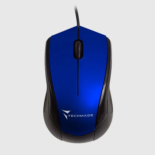 Techmade TM-XJ15-BL Mouse Ottico USB Nero/Blu Elettrico