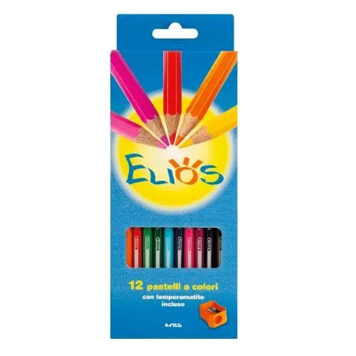 Giotto Elios Pastelli Mina 2.8 mm Colori Assortiti Conf 12 Pz. + Temperamatite
