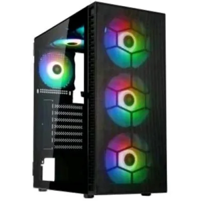 Kolink Observatory HF Mesh Case Midi Tower ATX 3+1 Ventole Installate Illuminazione LED RGB Pannello in Vetro Temperato Black