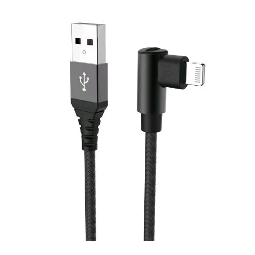 Celly Cavo Dati/Ricarica 1 x USB-A 1 x Lightning con Connettore a L Rivestimento in Nylon 1M Nero
