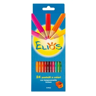Giotto Elios Pastelli Mina da 2.8 mm Colori Assortiti Conf 24 Pz. + Temperamatite