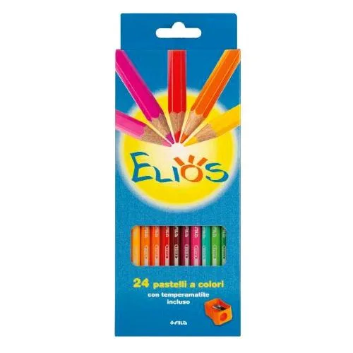 Giotto Elios Pastelli Mina da 2.8 mm Colori Assortiti Conf 24 Pz. + Temperamatite