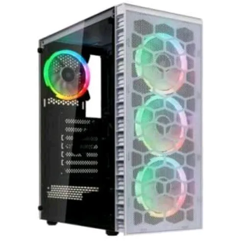 Kolink Observatory HF Mesh Case Midi Tower ATX 3+1 Ventole Installate Illuminazione LED RGB Pannello in Vetro Temperato White