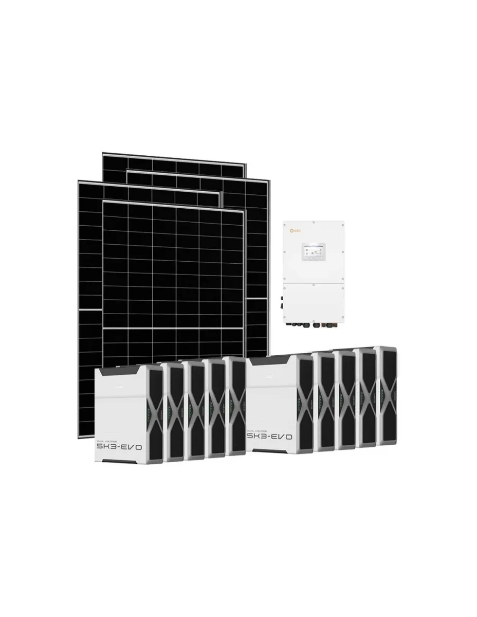Kit fotovoltaico trifase 50350W inverter 50kW Solis litio 52.2kWh Weco EVO 5k3