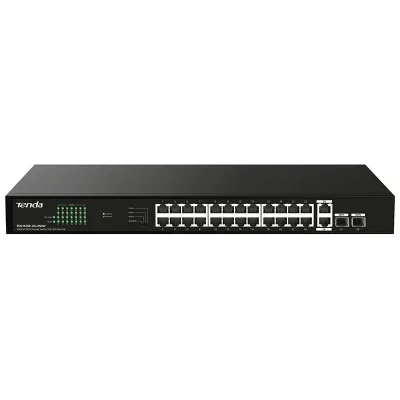 Tenda TEG1128P-24-250W Switch 26 Porte Gigabit LAN di Cui 24 Porta POE 250 W 30 W Max a Porta + 2 Porte SFP Montabile a Rack