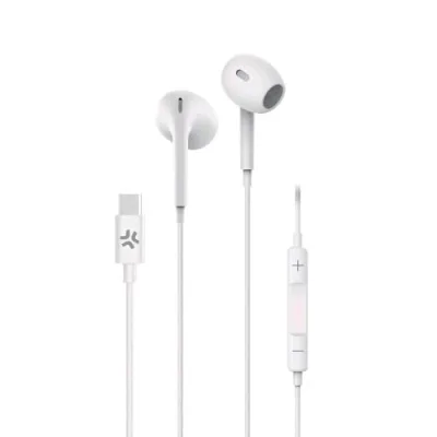 Celly Stereo Wired Earphones Cuffie Auricolari USB-C con Microfono a Filo Controllo Chiamate e Volume/Musica Bianco