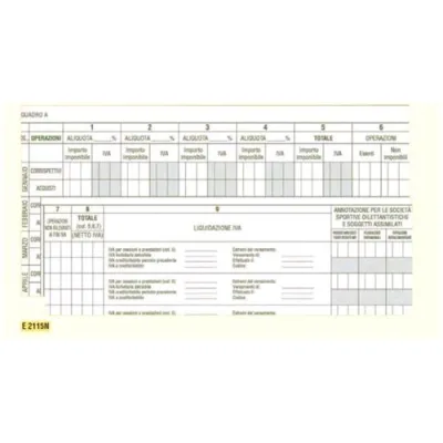 Edipro Registro Iva Acquisti e Corrispettivi per Ass. Sportive 245X310MM 23 Fogli Conf 5 Pz.