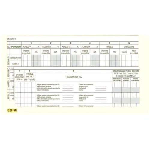 Edipro Registro Iva Acquisti e Corrispettivi per Ass. Sportive 245X310MM 23 Fogli Conf 5 Pz.