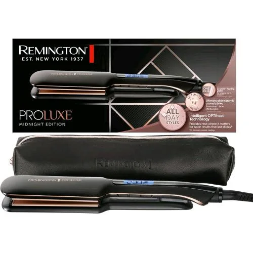 Remington Proluxe Midnight Wide Plate Piastra per Capelli in Ceramica Ultimate Glide 9 Impostazioni di Temperatura Tecnologia Intelligente Optiheat