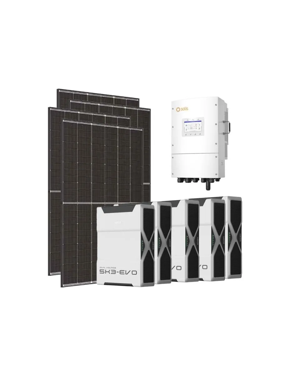 Kit fotovoltaico trifase 8190W inverter 8kW LV Solis litio 26.1kWh Weco EVO 5k3