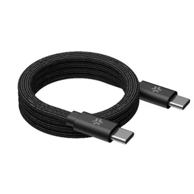 Celly Cavo Intrecciato Magnetico USB-C Maschio Maschio Max 60 W 2 m Nero (Sistema Magnetico Integrato per Riavvolgere il Cavo)