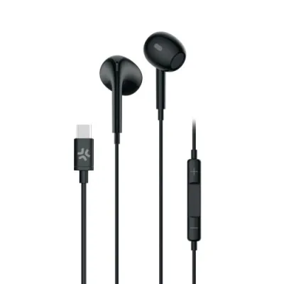 Celly Stereo Wired Earphones Cuffie Auricolari USB-C con Microfono a Filo Controllo Chiamate e Volume/Musica Nero