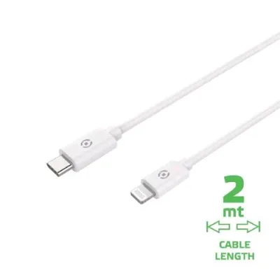 Celly Cavo Lightning To Type-C 2 m fino a 60 W di Ricarica Bianco