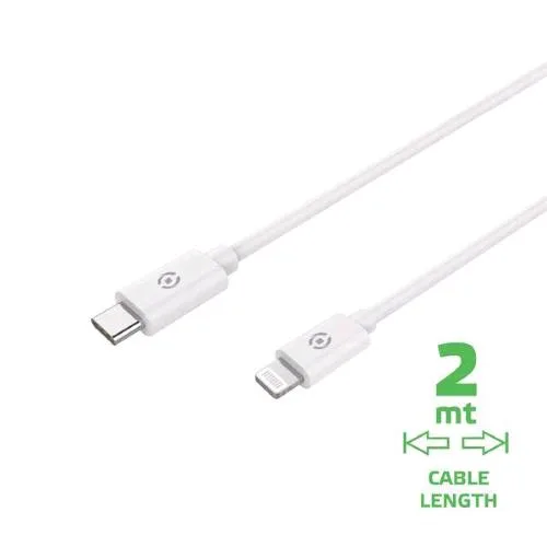 Celly Cavo Lightning To Type-C 2 m fino a 60 W di Ricarica Bianco