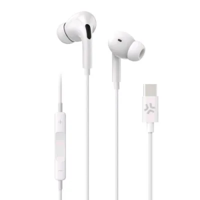 Celly Stereo Wired in-Ear Earphones Cuffie Auricolari USB-C con Microfono a Filo Controllo Chiamate e Volume/Musica Bianco