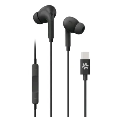 Celly Stereo Wired in-Ear Earphones Cuffie Auricolari USB-C con Microfono a Filo Controllo Chiamate e Volume/Musica Nero
