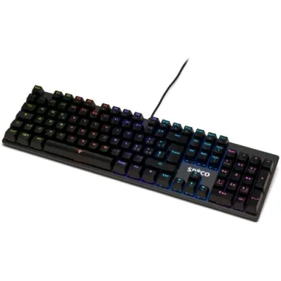 Spyco Challenge Ke-111 Tastiera Gaming Meccanica USB Retroilluminata LED Regolabile Copritasti in Abs Switch Marroni 25 Tasti Anti-Ghosting Layout Italiano