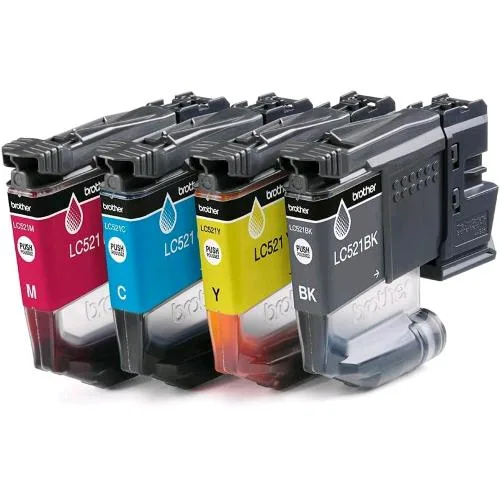 Brother LC521VAL Multipack 4 Cartucce (Nero, Ciano, Magenta Giallo) da 500 Pagine x MFC-DCPJ1260W MFC-DCPJ1310SW MFC-DCPJ1360DW