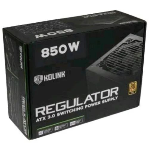 Kolink Regulator Alimentatore ATX 850W Modulare Certificazione 80+ Gold Raffreddamento Attivo Black