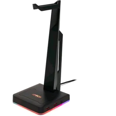 Spyco Keeper HS-131 Supporto per Cuffie Gaming LED RGB Effetto Breathing 2 Base Antiscivolo Cavo Antinodo