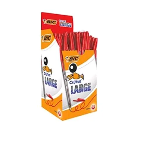 BIC Cristal Plar Large Penna a Sfera Punta 1.6 mm Inchiostro Rosso Conf 50 Pz.