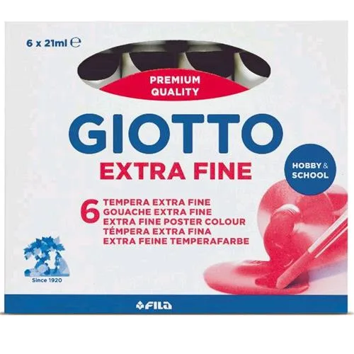 Giotto Extra Fine Tempera Tubo da 21ml Col. Nero Conf 6 Pz.