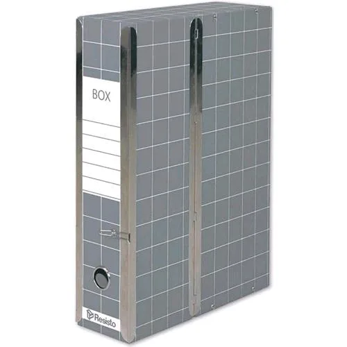 Resisto BOX4 Scatola Archivio in Cartone con Cerniera 375X295 mm A4 Dorso 9 cm Col. Grigio
