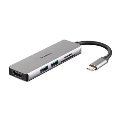 D-Link Dub-M530 Hub USB-C 5-in-1 con HDMI e Lettore Card SD/Micro SD Uscite: HDMI x1, USB 3.0 x2, SD x1, TF x1, HDMI fino a 4K, Plug And Play