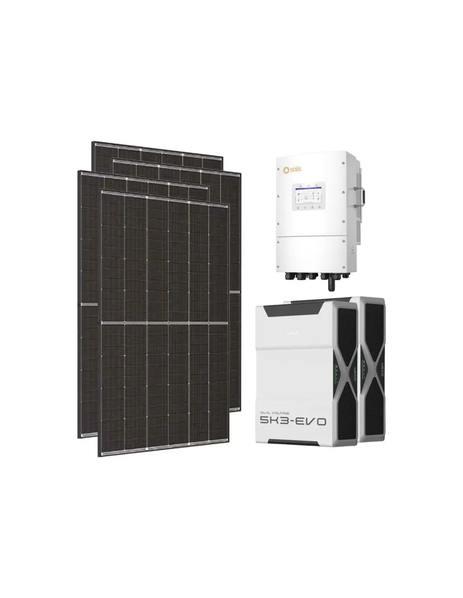 Kit fotovoltaico trifase 15470W inverter 15kW LV Solis litio 10.44kWh Weco EVO 5k3