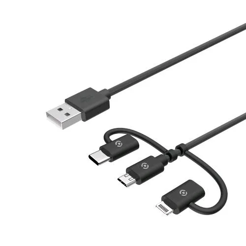 Celly Cavo Universale 3 in 1 USB Lightning USB-C Micro-USB 1 m Nero