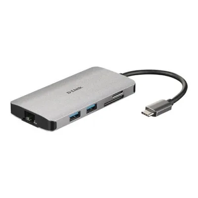 D-Link Dub-M810 Hub USB-C 8-in-1 con Hdmimethernet Lettore Card e Power Delivery 60W Uscite: HDMI x1, Ethernet x1, USB 3.0 x3, USB-C x1, SD x1, TF x1, HDMI fino a 4K, Plug And Play