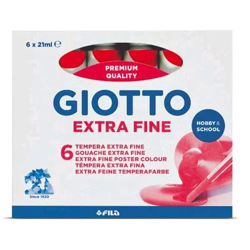 Giotto Extra Fine Tempera Tubo da 21ml Col. Rosso Scarlatto Conf 6 Pz.