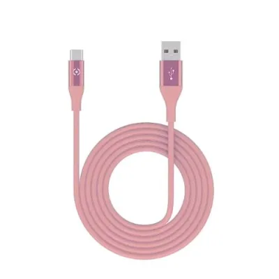 Celly Cavo USB con Finitura Soft Touch 1 x M USB Tipo a 1 x USB-C 1 M Rosa