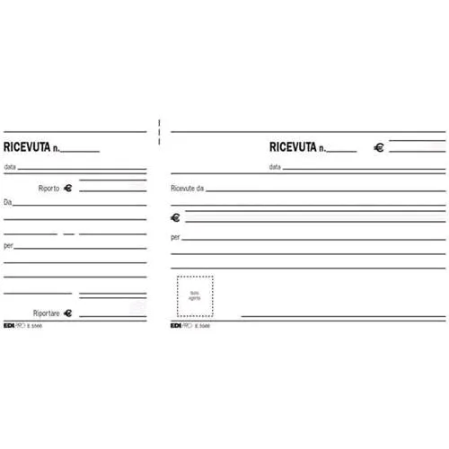 Edipro Ricevute Generiche Madre/Figlia Blocco 110X210 mm 100 Fogli Conf 10 Pz.