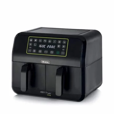 Ariete Airy Fryer Dual Friggitrice Ad Aria 1700W 8 l Doppio Cestello Capacita' 3.4 kg Controllo Touch con Timer Nero