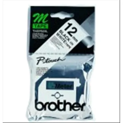 Brother MK231B Nastro Tipo M Bianco Stampa Nero in Blister con Allarme 12mm x 8m