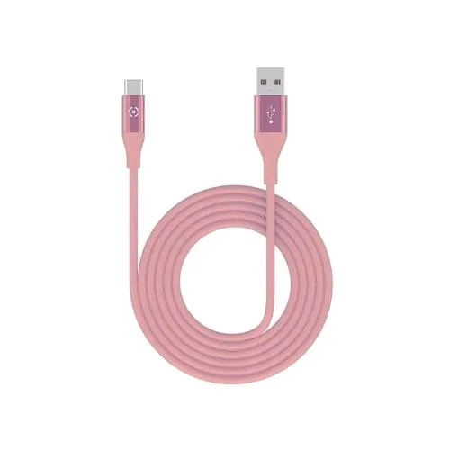 Celly Cavo USB con Finitura Soft Touch 1 x M USB Tipo a 1 x USB-C 3 M Rosa