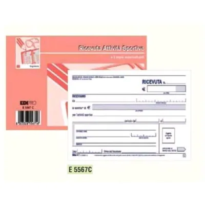 Edipro Ricevute Pagamento Attivita' Sportive Blocco Autocopiante 10 Fogli 99X170 mm 100 Fogli Conf 10 Pz.