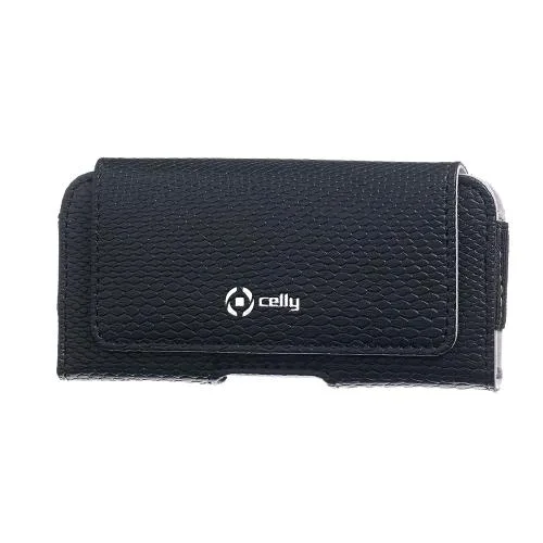 Celly Style Pochette in Similpelle per Smartphone Misura XL Nero