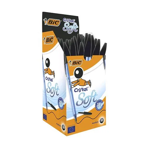 BIC Cristal Soft Penna a Sfera Punta Media Colore Nero Conf. 50 Pz.