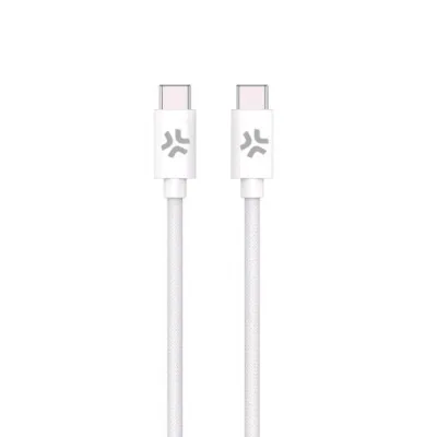 Celly Cavo USB-C Maschio-Maschio in Cotone Intrecciato Power Delivery 60 W 1.5 m Bianco