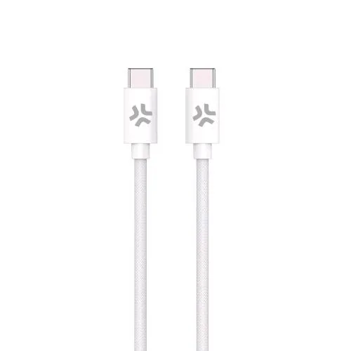 Celly Cavo USB-C Maschio-Maschio in Cotone Intrecciato Power Delivery 60 W 1.5 m Bianco