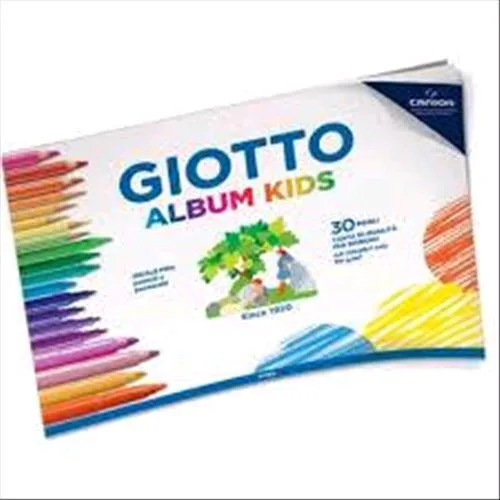 Giotto Kids Album A4 200 g Carta Bianca 30 Fogli Ideale per Tempere Matite Acquarellabili Colori a Dita Conf 5 Pz.