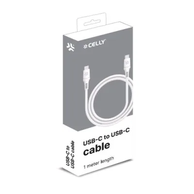 Celly Cavo USB-C Maschio-Maschio Supporta fino a 65W 1 m Bianco