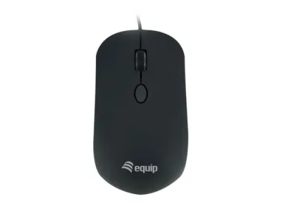 Equip Comfort Mouse Mouse Ottico USB 1600 DPI Regolabili 4 Pulsanti Finitura in Gomma per un Maggiore Confort Nero
