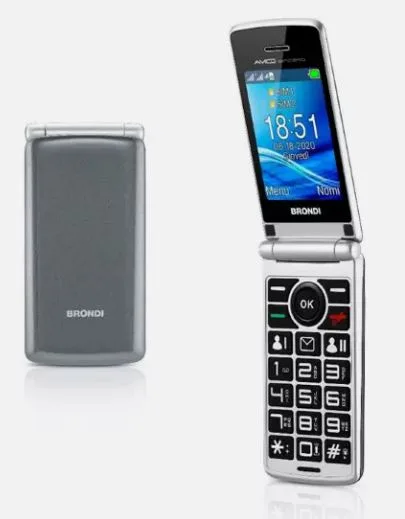 Brondi Amico Sincero+ Dual SIM 2.4" Clamshell Senior Phone Tasti Grandi Retroilluminati Tasto Sos Volume Aumentato Italia Grey