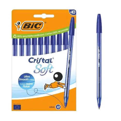 BIC Cristal Soft Penna a Sfera Tratto 1,2 mm Inchiostro Blu Conf 10 Pz.