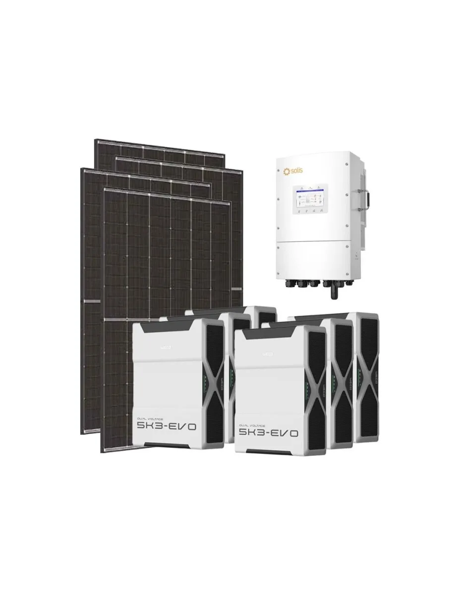 Kit fotovoltaico trifase 15470W inverter 15kW LV Solis litio 31.32kWh Weco EVO 5k3