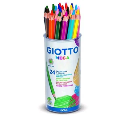 Giotto Mega Barattolo Pastelloni Giganti 5.5mm Verniciati Nel Colore della Mina Conf 24 Pz.